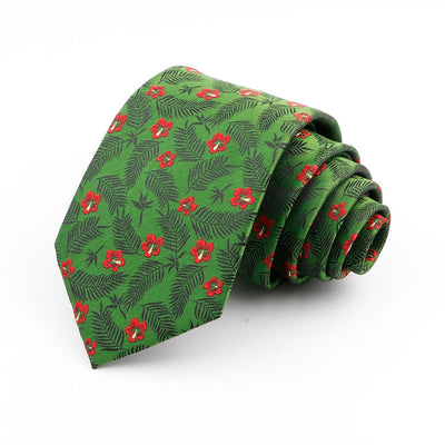 Zielony krawat w kwiaty