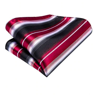 Krawat w czarne, czerwone i białe paski