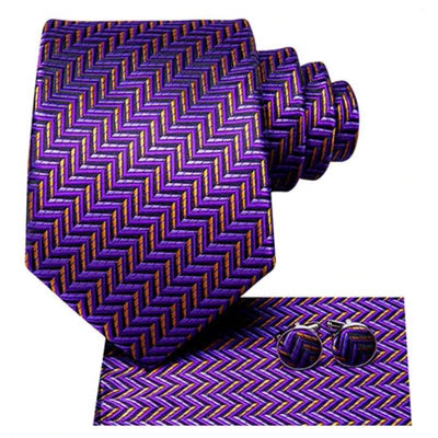 Krawat w fioletowo-złote paski
