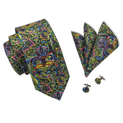 Zielony krawat w stubarwne kwiaty