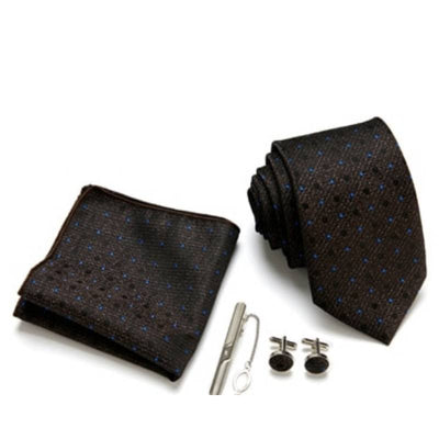 Czarny krawat w niebieskie kropki