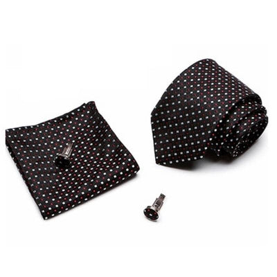 Czarny Krawat Czerwone I Białe Kropki