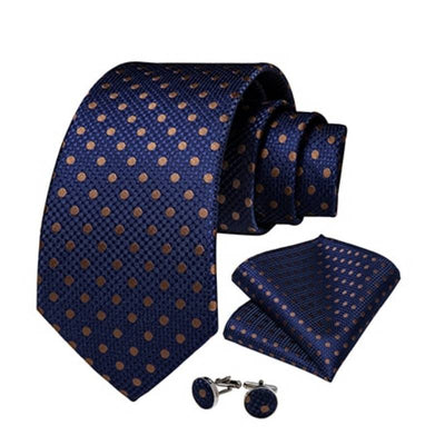 Niebieski Krawat W Brązowe Kropki