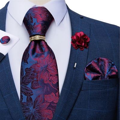 Fioletowy krawat w kwiaty