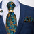 Niebieski, granatowy i pomarańczowy krawat we wzór paisley