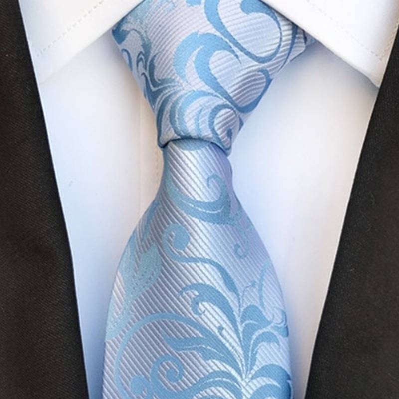 Srebrny krawat w jasnoniebieskie kwiaty