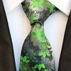 Srebrny krawat w zielone kwiaty
