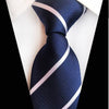 Ciemnoniebieski krawat w białe paski