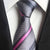 Jasnoszary krawat w różowe i szare paski