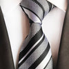 Szary krawat w czarno-białe paski