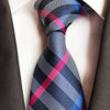 Szary krawat w różowe i niebieskie paski
