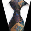 Czarny krawat w beżowo-niebieskie paski