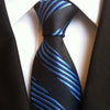 Czarny krawat w niebieskie paski