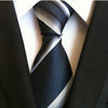 Czarno-niebieski krawat w biało-szare paski