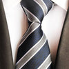 Czarno-niebieski krawat w szare paski