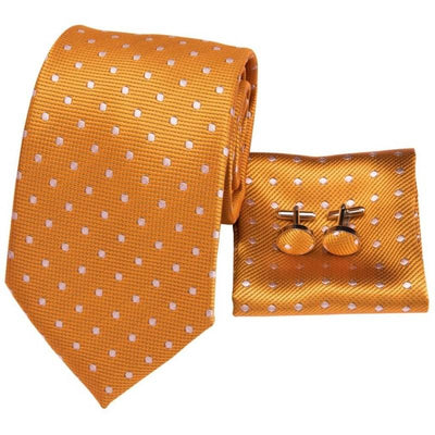 Pomarańczowo-biały krawat w kropki