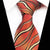 Pomarańczowy krawat w beżowe zakrzywione paski