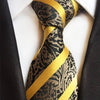 Beżowy krawat paisley w żółte paski