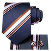 Krawat w granatowo-biało-brązowe paski