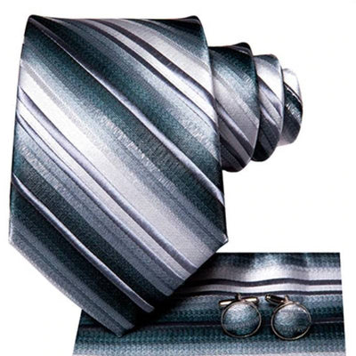 Krawat w białe i szare paski