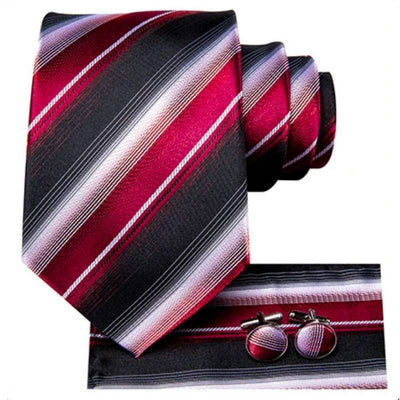 Krawat w czarne, czerwone i białe paski