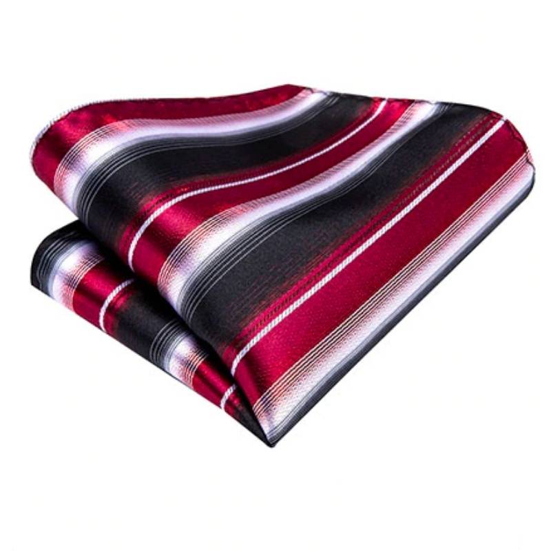 Krawat w czarne, czerwone i białe paski