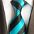 Czarno-turkusowy krawat w paski