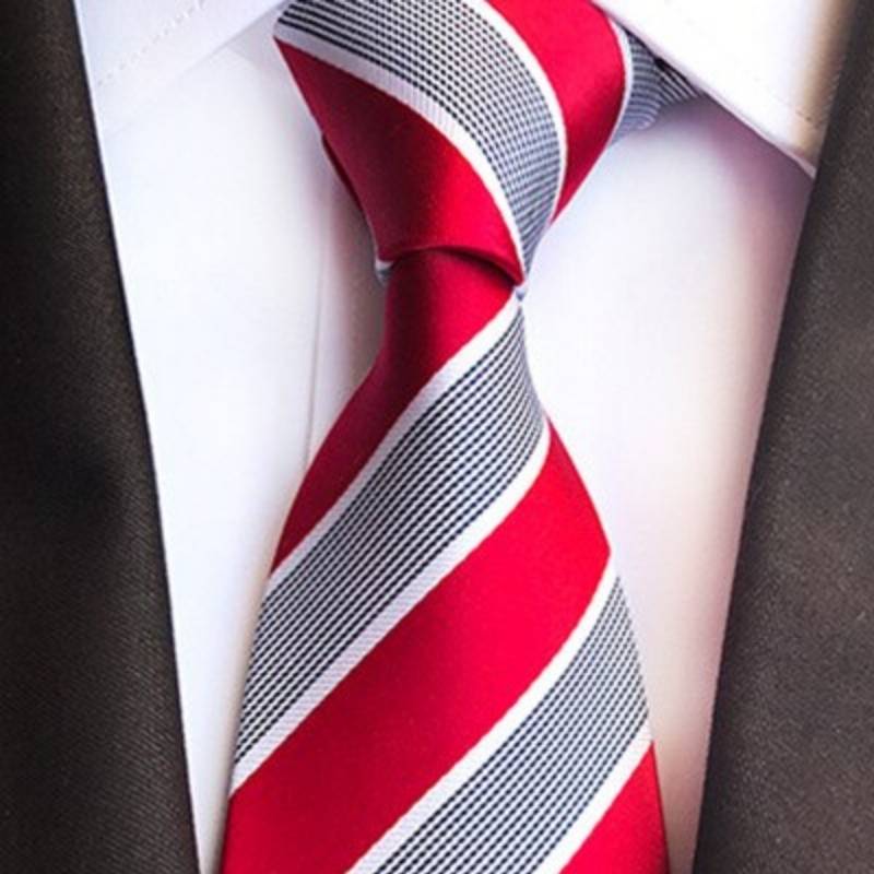 Krawat w czerwono-szare paski