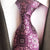Różowo-fioletowy krawat w okrągły i kwadratowy wzór