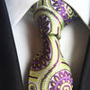Jasnozielony krawat z fioletowym wzorem