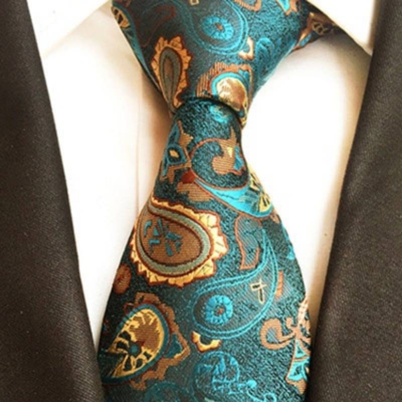 Zielono-pomarańczowy krawat we wzór paisley