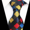 Czarny, niebieski, czerwony i żółty krawat w kratkę