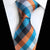 Pomarańczowy, niebieski, biały i szary krawat w kratkę