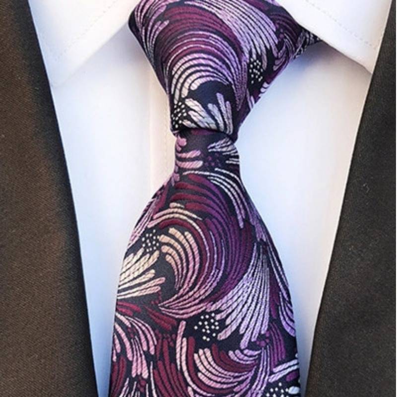 Fioletowy wzorzysty krawat