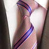 Krawat w beżowe kropki i różowo-niebieskie paski