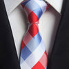 Krawat w białe, jasnoniebieskie i czerwone paski
