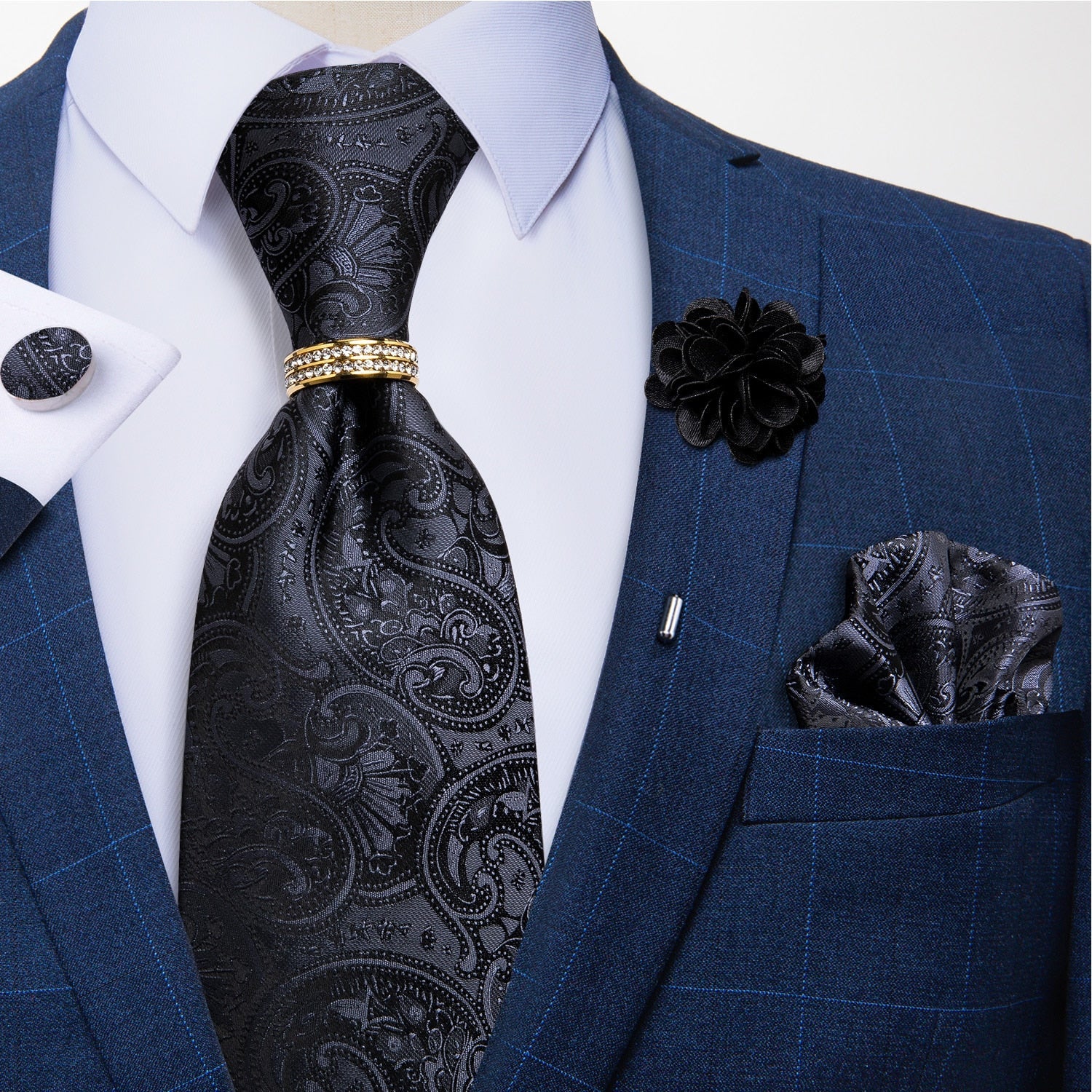 Czarny jedwabny krawat