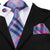Szary krawat w różową i granatową kratkę
