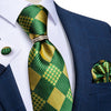 Zielony I żółty Krawat W Kratkę