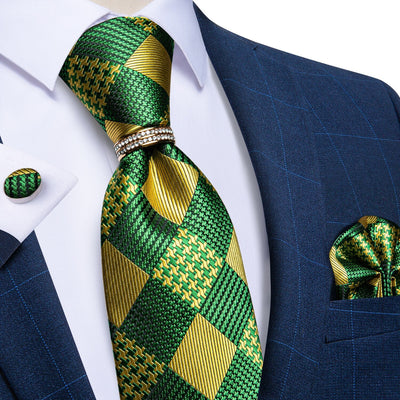 Zielony I żółty Krawat W Kratkę