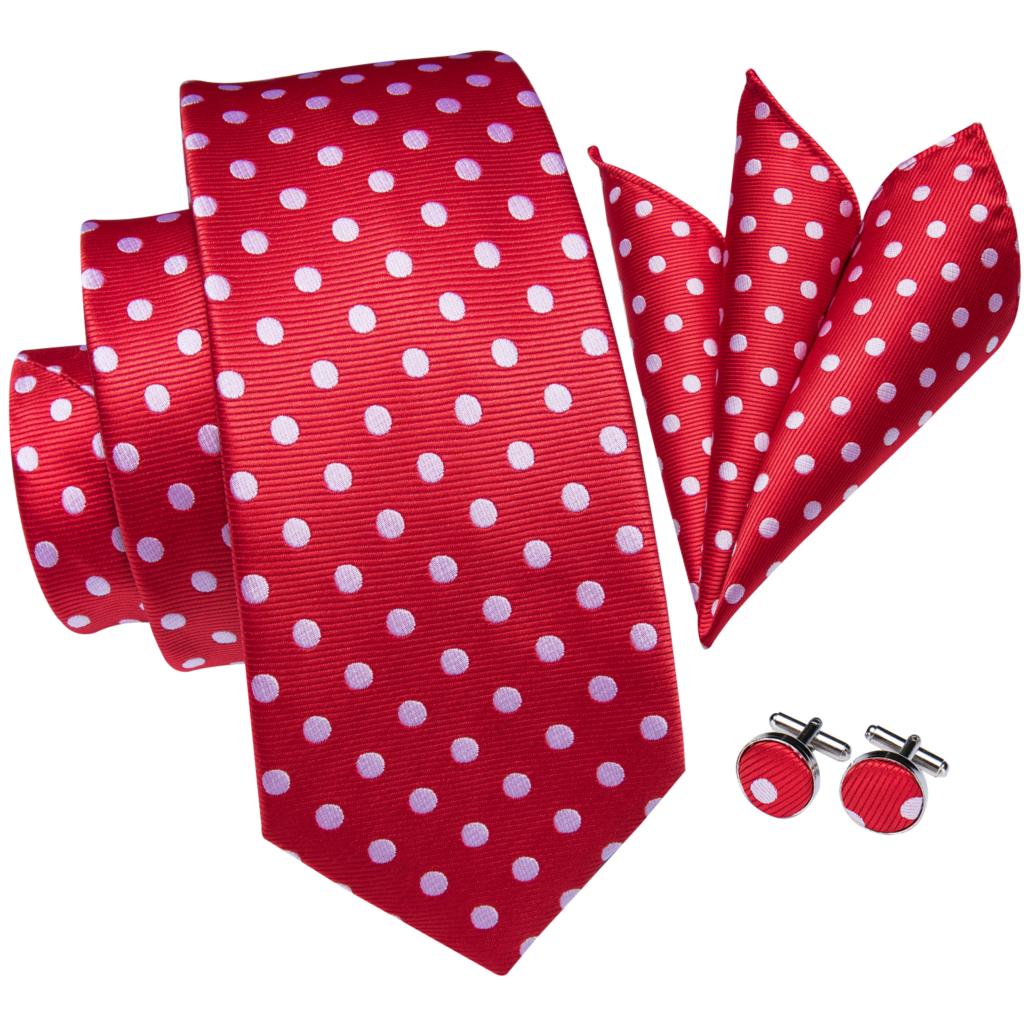 Czerwono-biały krawat w kropki