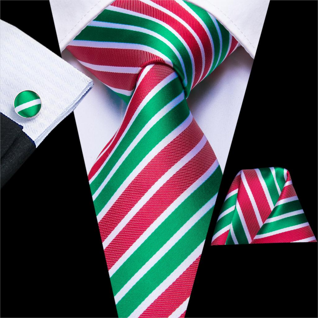 Krawat w zielono-czerwone paski