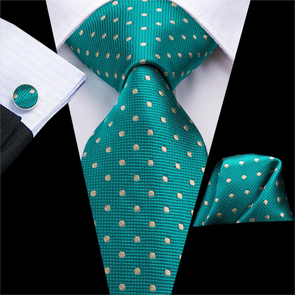 Zielony krawat w kropki