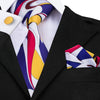 Biały, niebieski, czerwony i żółty krawat