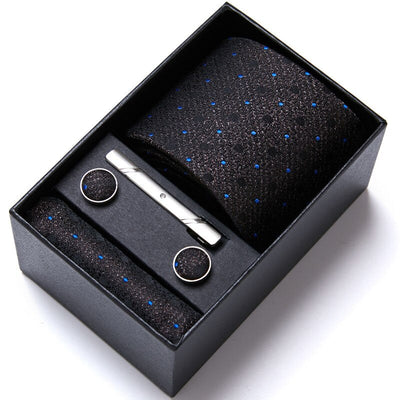 Czarny krawat w niebieskie kropki