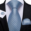 Srebrno-niebiesko-szary krawat w kratkę