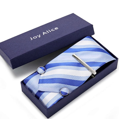 Biało-niebieski krawat w paski