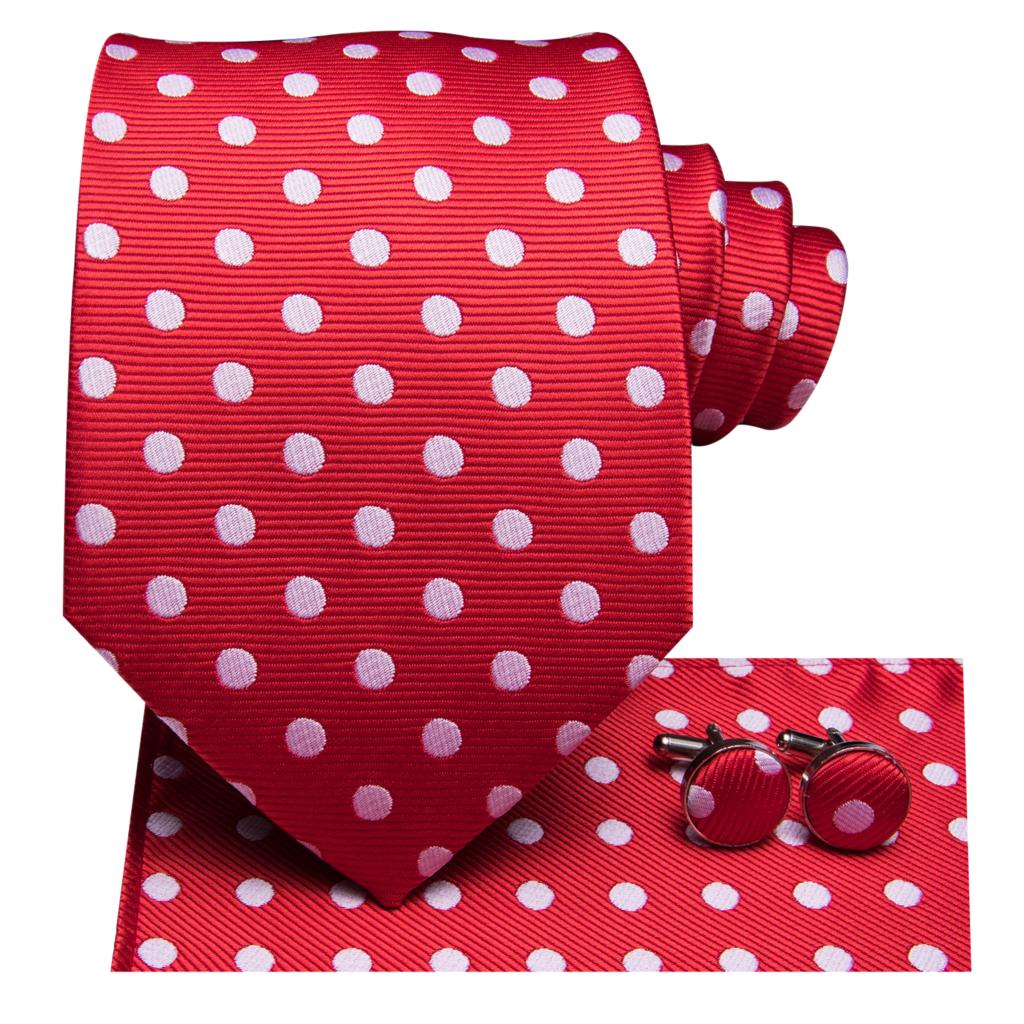 Czerwono-biały krawat w kropki