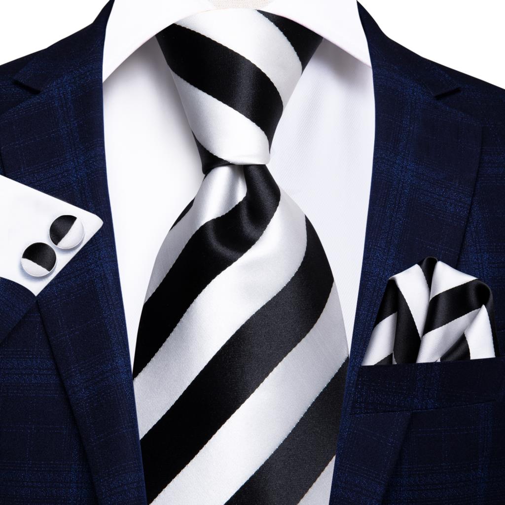 Krawat w biało-czarne paski