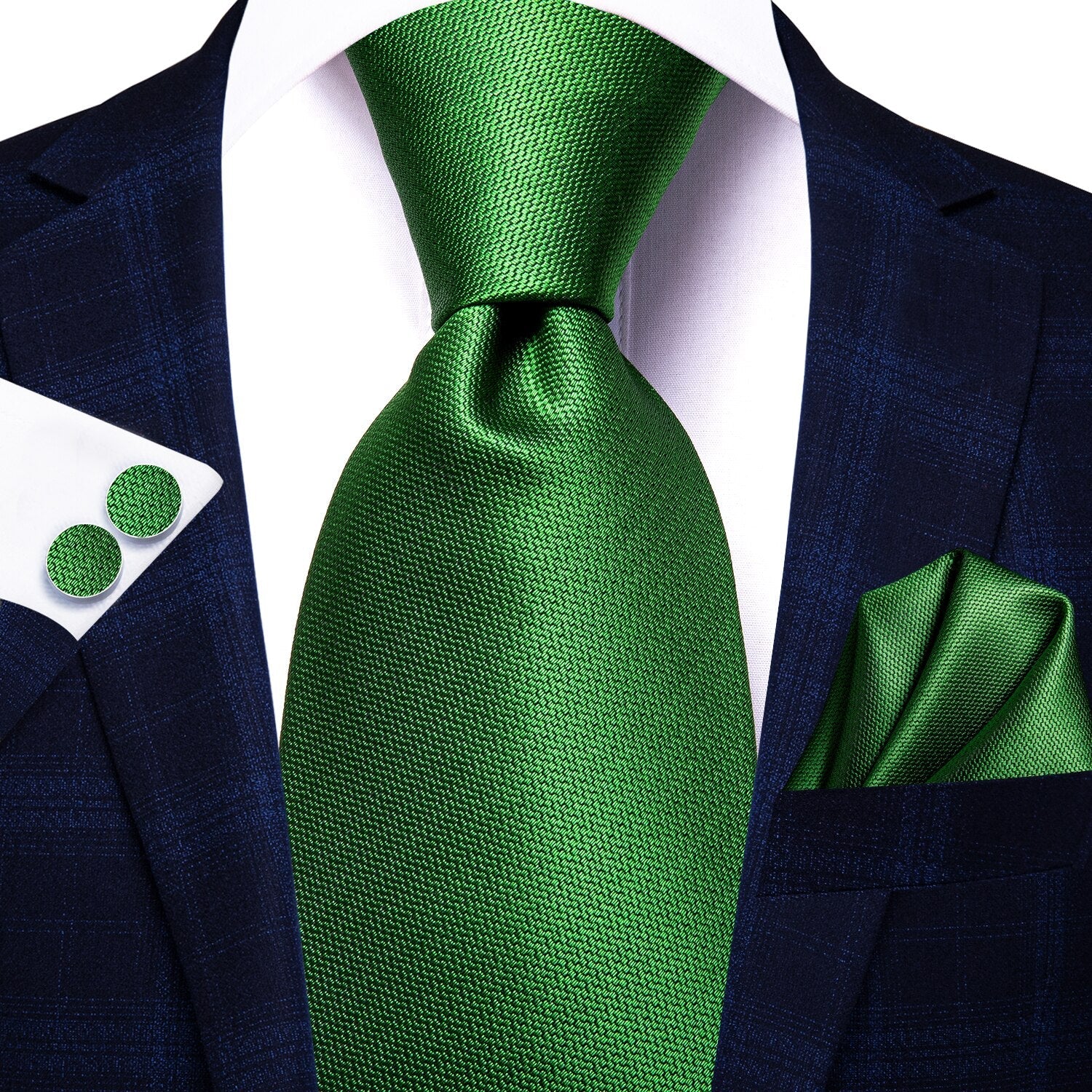 Garnitur z zielonym krawatem